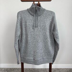 Unicorno Uomo Italia Men’s Half-Zip Sweater – Gray Knit, Fleece Lined
